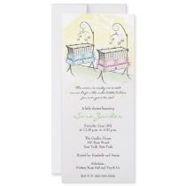 Twins Baby Shower Invitation - Baby Cribs