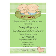 Twins baby shower personalized announcement