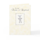 Twins Baptism Card on Yellow with 2 Crosses