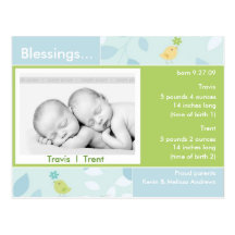 Twins Birth Announcement photo card Postcards