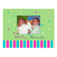 Twins birth announcement post cards