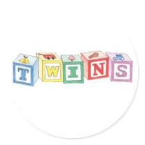 Twins Blocks Graphic Round Sticker