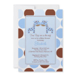 Twins Blue Giraffe Baby Shower Invitation