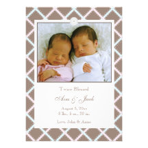 Twins Boy and Girl Photo Birth Announcement