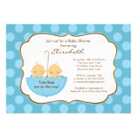 Twins Boys Umbrella Baby Shower Invitation Blue