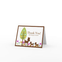 Twins Deer Baby Shower Thank You Note Card