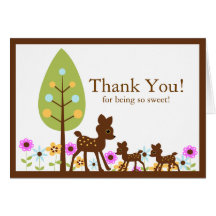 Twins Deer Baby Shower Thank You Note Card