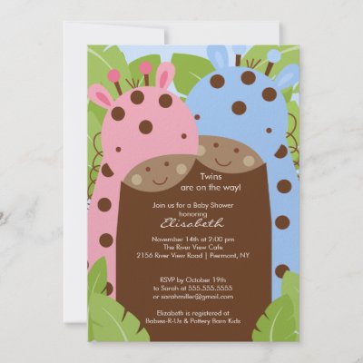 Baby Shower Invitations  Twin Girls on Twins Giraffe Baby Shower Invitation Boy Girl By Celebrateitinvites