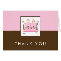 Twins in Crib Baby Shower Thank You Cards