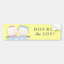 Twins in Crib, Girl and Boy Bumper Sticker