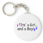Twins Its A Girl And A Boy Baby Footprints Keychain