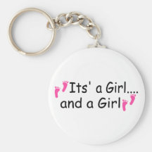 Twins Its A Girl and A Girl Keychain