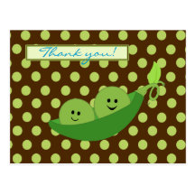 Twins Peas in a Pod Baby Shower Thank You Postcard