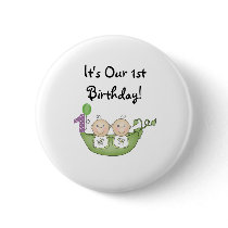 Twins Peas in a Pod  First Birthday Pins