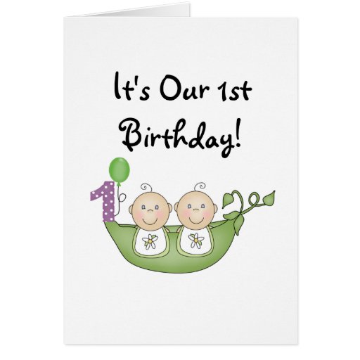 Twins Peas in a Pod  First Birthday Card