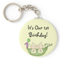 Twins Peas in a Pod  First Birthday Keychains