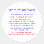 Twins Questions Fraternal Round Sticker