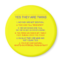 Twins Questions Fraternal Yellow Refrigerator Magnet