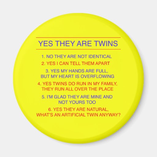 Twins Questions Fraternal Yellow Refrigerator Magnet