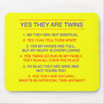 Twins Questions Fraternal Yellow Mouse Pad