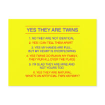 Twins Questions Fraternal Yellow Post Cards