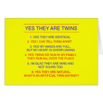 Twins Questions Identical yellow Greeting Cards