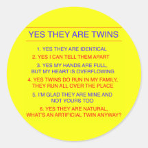 Twins Questions Identical yellow Round Sticker