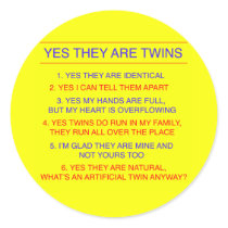 Twins Questions Identical yellow Round Sticker