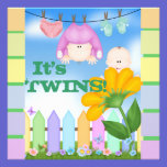TWINS  SHOWER Invitations PINK and BLUE FOR TWO invitations