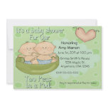 Twins two peas in a pod baby shower invitations