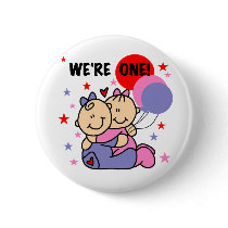 Twins We're One Birthday Tshirts and Gifts Pinback Buttons