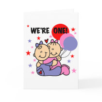 Twins We're One Birthday Tshirts and Gifts Greeting Card