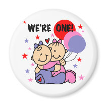 Twins We're One Birthday Tshirts and Gifts Fridge Magnet