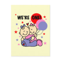 Twins We're One Birthday Tshirts and Gifts Post Cards