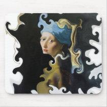 Twisted Art Vermeer Girl with the Pearl Earring mousepads