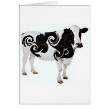 Twisted Cow Design Greeting Card