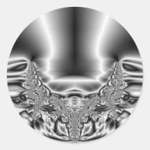 Twisted Tornado Metal Black & White Fractal Round Stickers