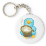 Twitter Coffee Bird Keychain