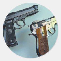 Two .45 calibre automatic guns for gun lovers stickers