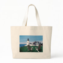 Two Adirondack Chairs at Pemaquid Lighthouse Tote Bag