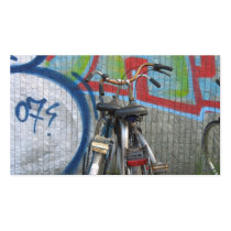 Two Bicycles and a Graffiti Wall Small Photo Card