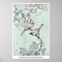 Two birds perched on grapevines Ukiyoe Posters