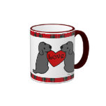 Two Black Labradors Cartoon Tartan Coffee Mug
