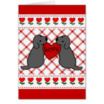 Two Black Labradors with Love Cartoon Greeting Card