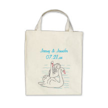 Two Black Swans Drawing Bride Tote Bags