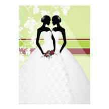Two Brides In Bridal Gowns Elegant Wedding Custom Invitations