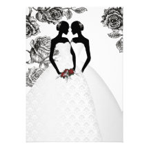 Two Brides In Bridal Gowns Elegant Wedding Invite