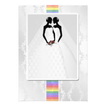 Two Brides In Bridal Gowns Wedding Personalized Invites
