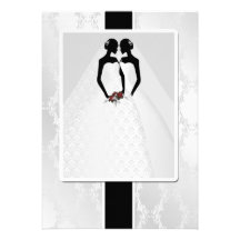 Two Brides In Bridal Gowns Wedding Invitation