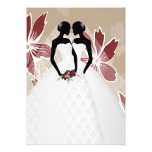 Two Brides In Bridal Gowns Wedding Personalized Invitation